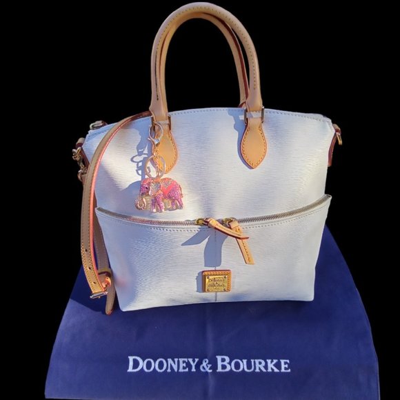 Dooney & Bourke Handbags - Dooney & Bourke 3pcs! Epi White Leather Satchel + Dustbag & Charm $650 MINT